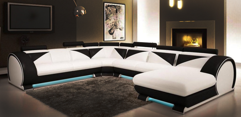 Leather sofa with USB Leather sofa Big Sofa Corner sofa Leather XXL Living landscape U-shape
