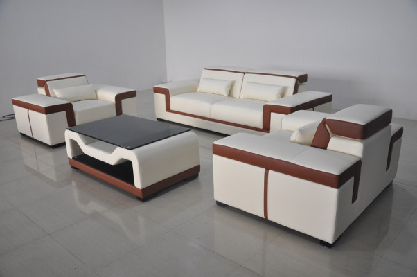 Complete Suite 3+2+1 + Couch Table Sofa Leather Seat Group Sofa set + USB