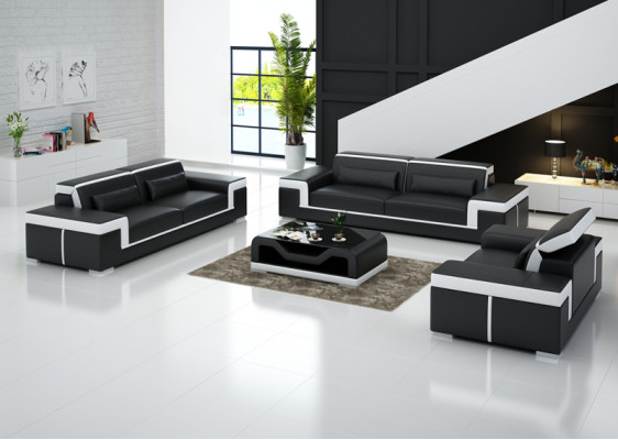 Complete Suite 3+2+1 + Couch Table Sofa Leather Seat Group Sofa set + USB