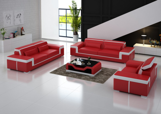 Complete Suite 3+2+1 + Couch Table Sofa Leather Seat Group Sofa set + USB