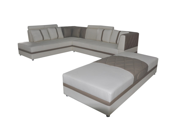 Corner Leather Modern XXL Couch Living landscape Leather Sofa Sofa L-shape A1128II+Stool