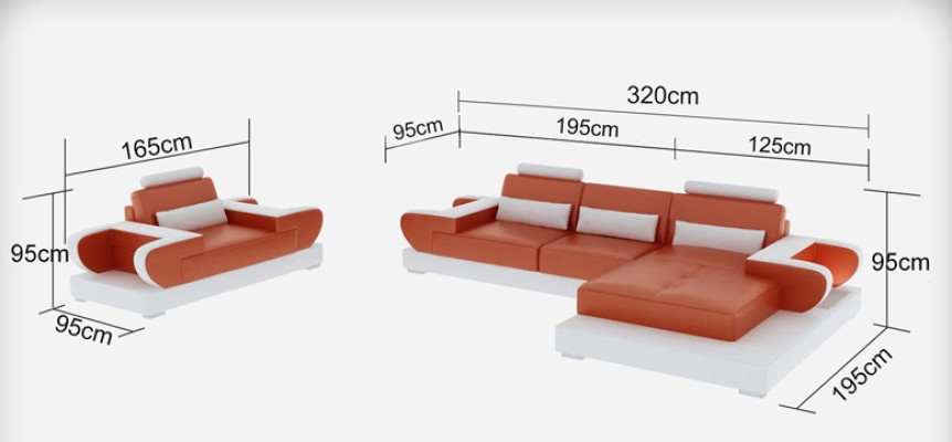 Design XXL Big Sofa Corner sofa Leather sofa Couch Upholstery Corner Living landscape G8003E