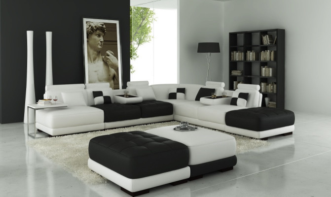Leather sofa Couch Living landscape Corner sofa Corner Suite Design Modern Sofa new A1147