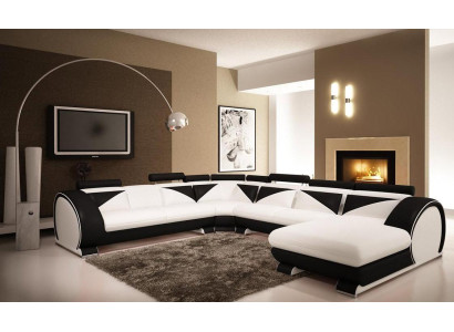 Living landscape Corner sofa Sofa Couch Upholstery Suite Leather sofa new Vigo U-shape Max
