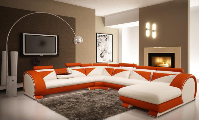 Living landscape Corner sofa Sofa Couch Upholstery Suite Leather sofa new Vigo U-shape Max