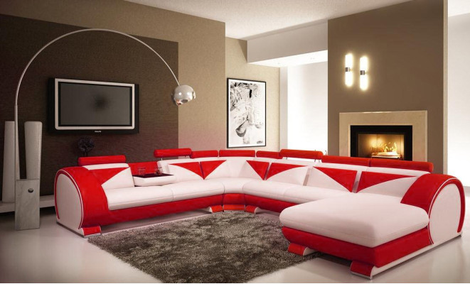 Living landscape Corner sofa Sofa Couch Upholstery Suite Leather sofa new Vigo U-shape Max