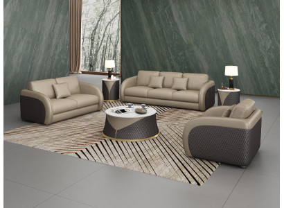 Suite Leather Designer Sofa Couch Upholstery 6pcs. Set Sets Coffee table