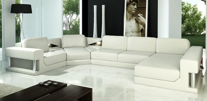 Leather sofa Couch Living landscape Corner sofa Corner Suite Design Modern Sofa A1131