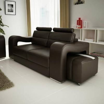 Designer Leather Sofa Settee USB Sofa Seat Upholstery Suite 3+2+1 Sets