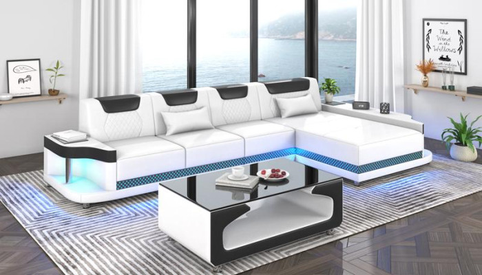 Corner sofa L-shape Upholstery Leather Living landscape Couches Sofas Corner Luxury Furniture new