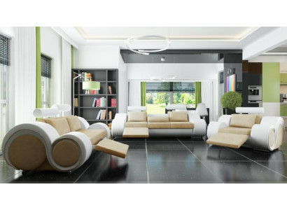 Sofa set Upholstery Sofa Couch Leather Suite Living landscape 3+2+1 Textile BER