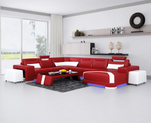 Leather sofa Couch Living landscape Corner sofa Corner Suite Design Modern Sofa new F3011