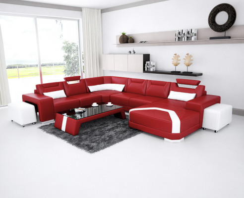 Leather sofa Couch Living landscape Corner sofa Corner Suite Design Modern Sofa new F3011