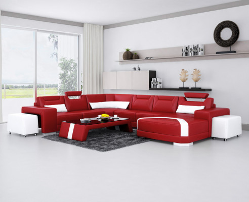 Leather sofa Couch Living landscape Corner sofa Corner Suite Design Modern Sofa new F3011