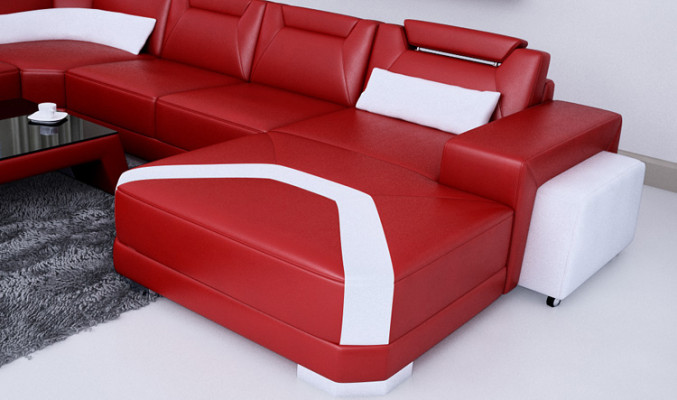 Leather sofa Couch Living landscape Corner sofa Corner Suite Design Modern Sofa new F3011