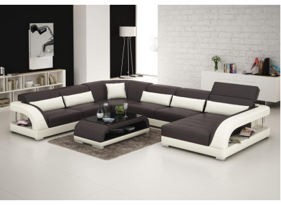 Leather sofa Couch Living landscape Corner sofa Corner Suite Design Modern Sofa