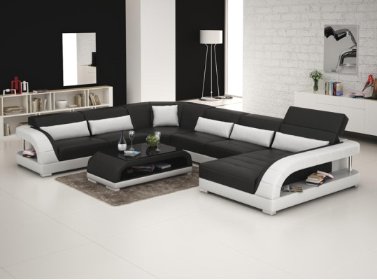 Leather sofa Couch Living landscape Corner sofa Corner Suite Design Modern Sofa