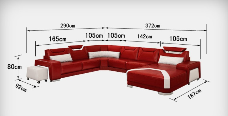 Leather sofa Couch Living landscape Corner sofa Corner Suite Design Modern Sofa + USB new