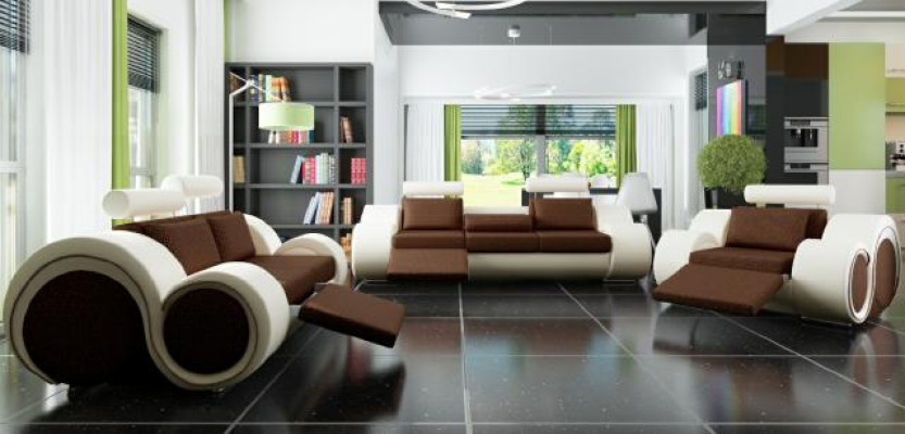 Designer Sofa set 3+2+1 with USB Upholstery Sofa Sets Brown Couch Set