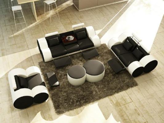 Leather Sofa 3+2+1 Seater with USB Relax Couch Sofa set MADRID