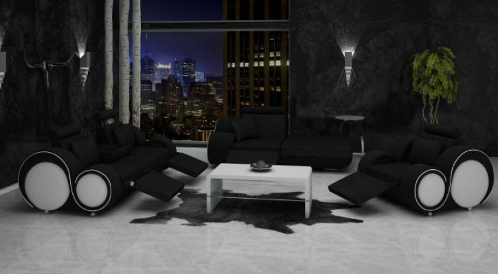 Sofa Leather Textile Fabric Sofa set 3+Chaise+1 ​​USB Living landscape Suite Set