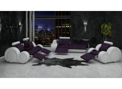 Sofa Suite Leather & Textile Fabric + USB, Sofa set 3+Chaise+1 ​​Living landscape