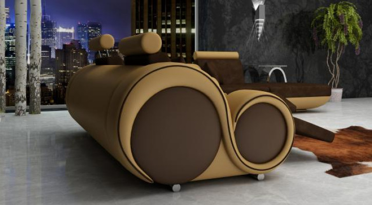 Sofa Suite Leather & Textile Fabric + USB, Sofa set 3+Chaise+1 ​​Living landscape