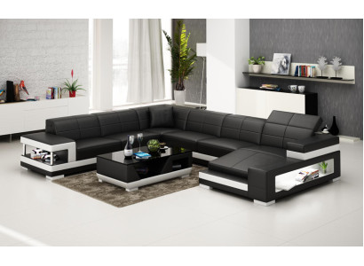 Leather sofa Couch Living landscape Corner sofa Corner Suite Design Modern Sofa G8017