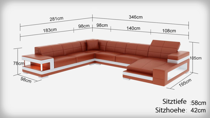 Leather sofa Couch Living landscape Corner sofa Corner Suite Design Modern Sofa G8017