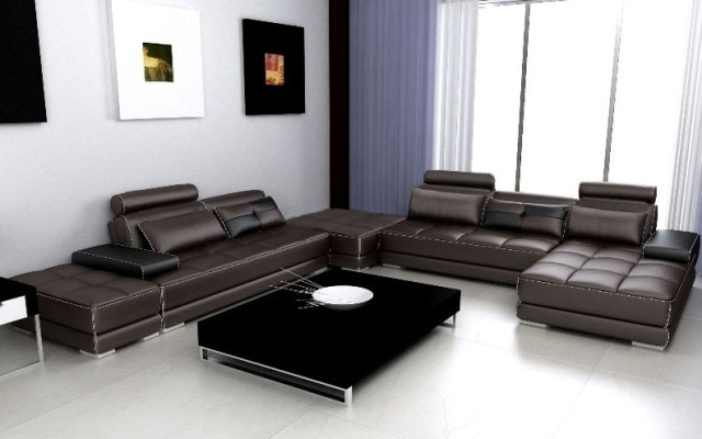 Leather sofa Couch Living landscape Corner sofa Corner Suite Design Modern Sofa new A1146