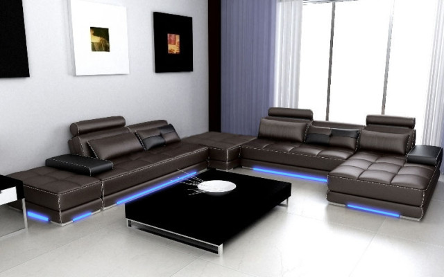 Leather sofa Couch Living landscape Corner sofa Corner Suite Design Modern Sofa new A1146