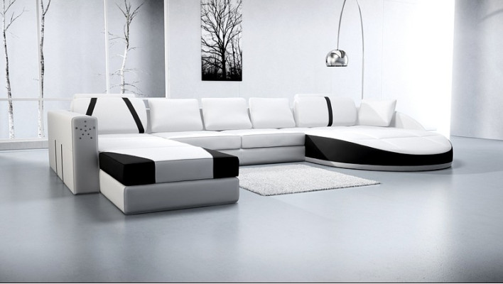 Leather sofa Couch Living landscape Corner sofa Corner Suite Design Modern Sofa A1122