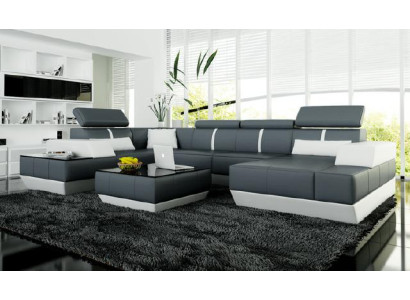 Leather sofa Living landscape Couch Sofa Corner sofa Corner sofa Leather couch Poster Corner sofa