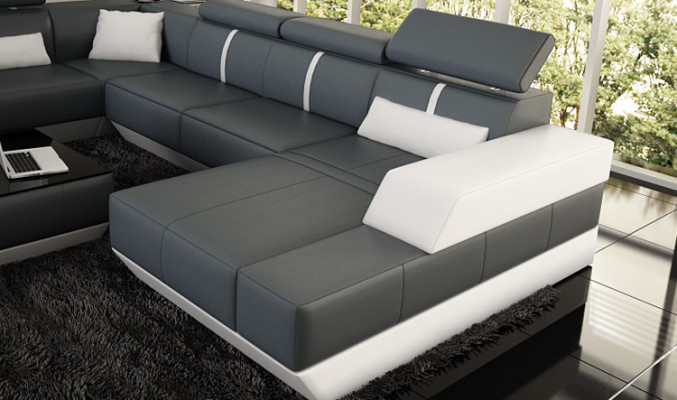 Leather sofa Living landscape Couch Sofa Corner sofa Corner sofa Leather couch Poster Corner sofa