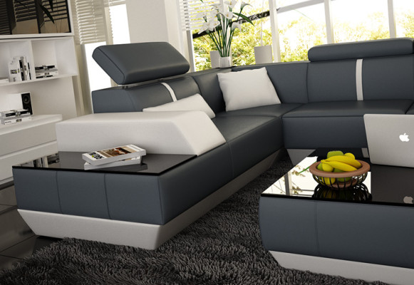 Leather sofa Living landscape Couch Sofa Corner sofa Corner sofa Leather couch Poster Corner sofa