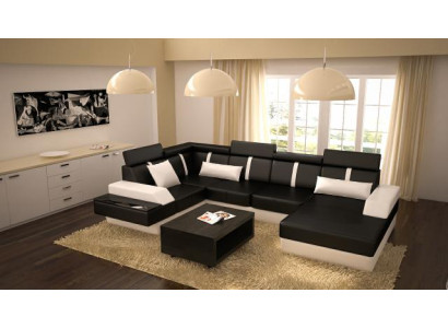 Designer Living landscape Corner sofa + USB Sofa Upholstery Suite Leather sofa Sofas new