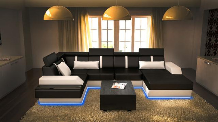 Designer Living landscape Corner sofa + USB Sofa Upholstery Suite Leather sofa Sofas new