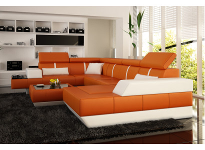 Leather sofa + USB sofa Corner sofa Corner sofa Leather couch Poster Corner new Living landscape