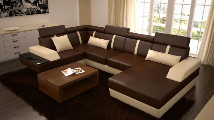 Designer Living landscape Corner sofa USB Sofa Upholstery Suite Leather sofa Sofas new