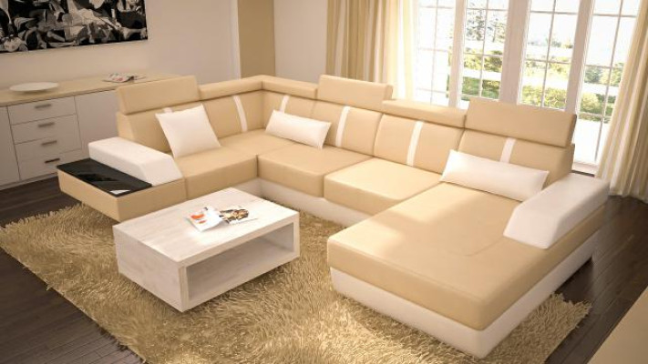 Designer Living landscape Corner sofa USB Sofa Upholstery Suite Leather sofa Sofas new