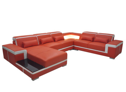 Design Corner Sofa + USB Upholstery Corner Leather Seat Couches Living landscape XXL U-shape