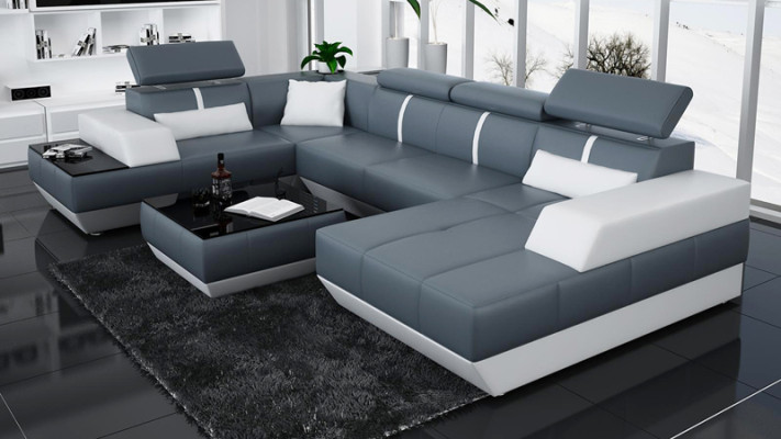 Modern seating area leather sofa Upholstery Corner sofa Sofa Couch Living landscape K5015 + USB