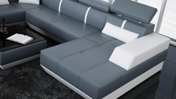 Modern seating area leather sofa Upholstery Corner sofa Sofa Couch Living landscape K5015 + USB