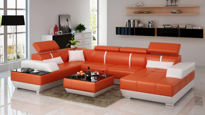 Modern seating area leather sofa Upholstery Corner sofa Sofa Couch Living landscape K5015 + USB