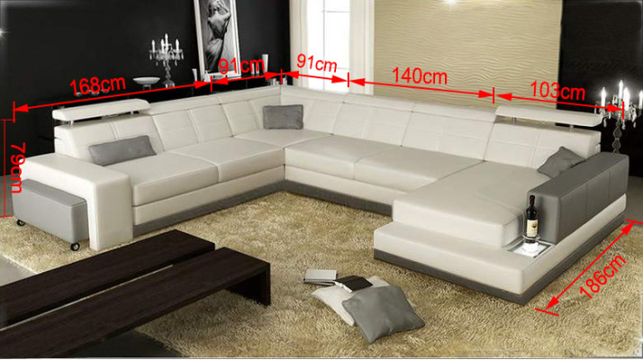 Leather sofa Couch new Living landscape Corner sofa Corner Suite Design Modern Sofa + USB