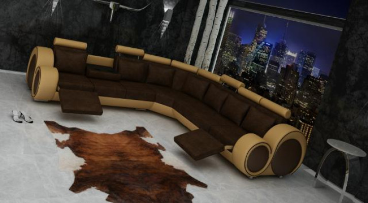 Textile SOFA +USB,DESIGNERSOFA Corner sofa Living landscape ECK new Suite Leather