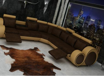 Textile SOFA +USB,DESIGNERSOFA Corner sofa Living landscape ECK new Suite Leather