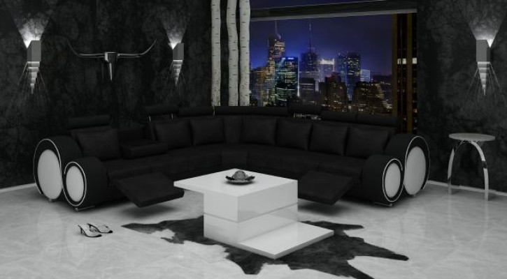 Textile SOFA +USB,DESIGNERSOFA Corner sofa Living landscape ECK new Suite Leather