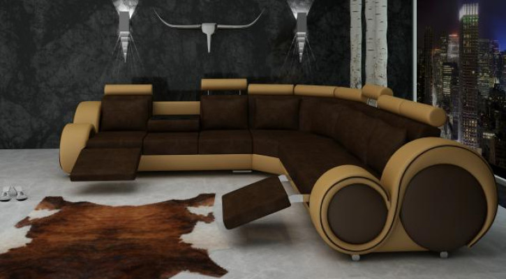 Textile SOFA with USB DESIGNERSOFA Suite Leather Corner sofa Living landscape ECK new