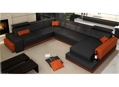 Leather sofa Couch Living landscape Corner sofa Corner Suite Design Modern Sofa